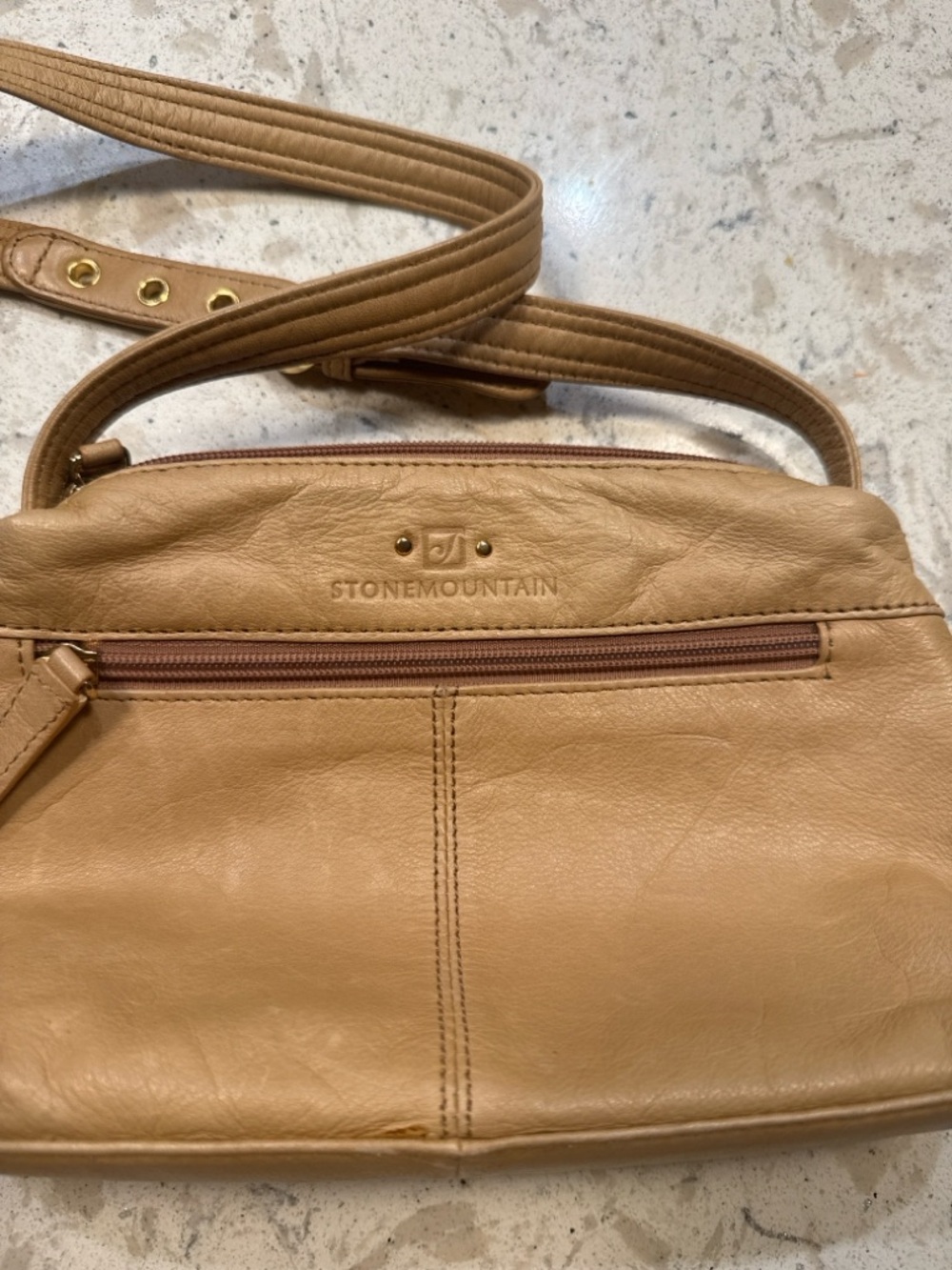 Stone Mountain Accessories Camel/Tan Leather Adjustable Crossbody Bag